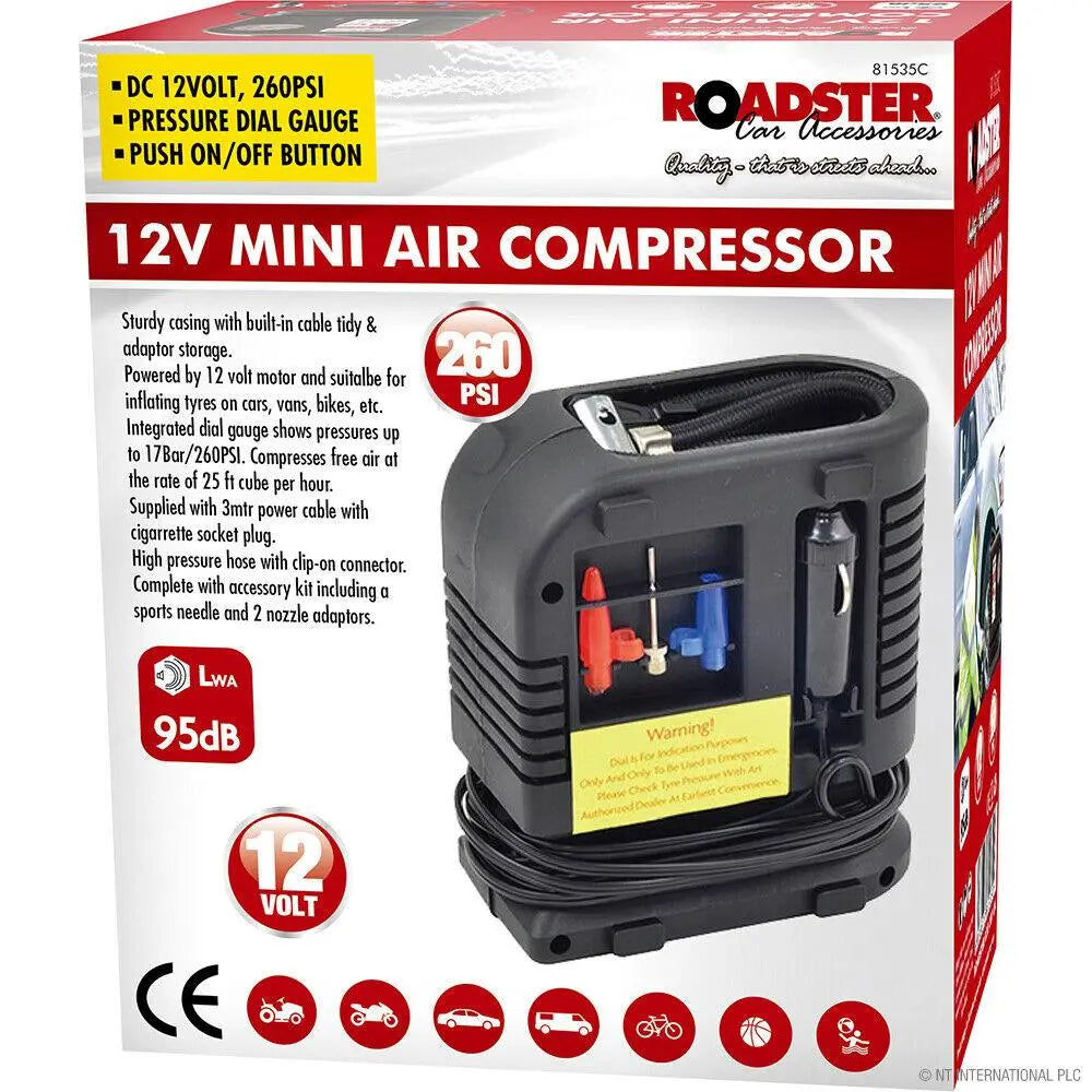 Car Air Compressor Pump Compact 260psi Tyre Inflator Bicycle Ball Bike Van 12v Deal For Any Occasion