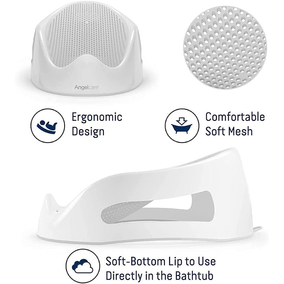 Angelcare Baby Bath Support Grey Soft Non-Slip Safe for Newborns 0-6m