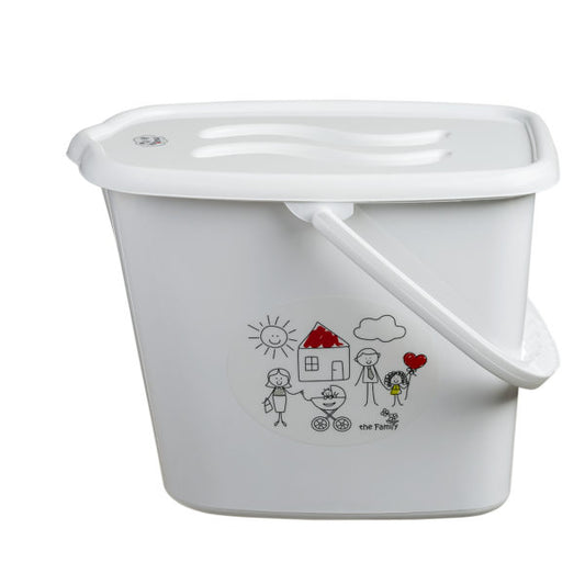Nappy Changing Dispose Diapers Laundry Bin Pail Bucket + Lid 12L White Family