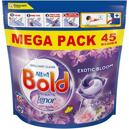 Bold All-In-1 Pods Washing Liquid Tablet Capsules Exotic Pink Blossom Softener