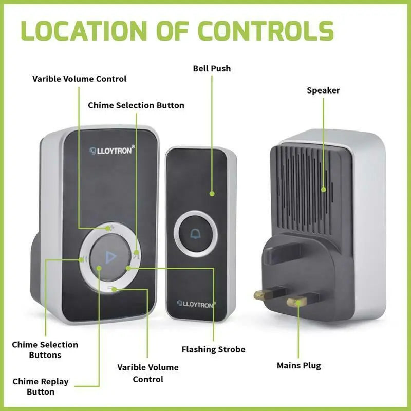Lloytron Wireless Doorbell Kit MIP3 32 Melody Plugin Home Door Chime Unit White Deal For Any Occasion
