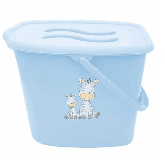 Nappy Changing Dispose Diapers Laundry Bin Pail Bucket + Lid 12L Blue Zebra