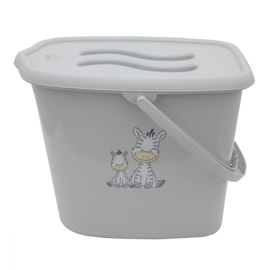 Nappy Changing Dispose Diapers Laundry Bin Pail Bucket + Lid 12L Grey Zebra