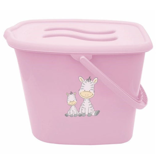 Nappy Changing Dispose Diapers Laundry Bin Pail Bucket + Lid 12L Pink Zebra