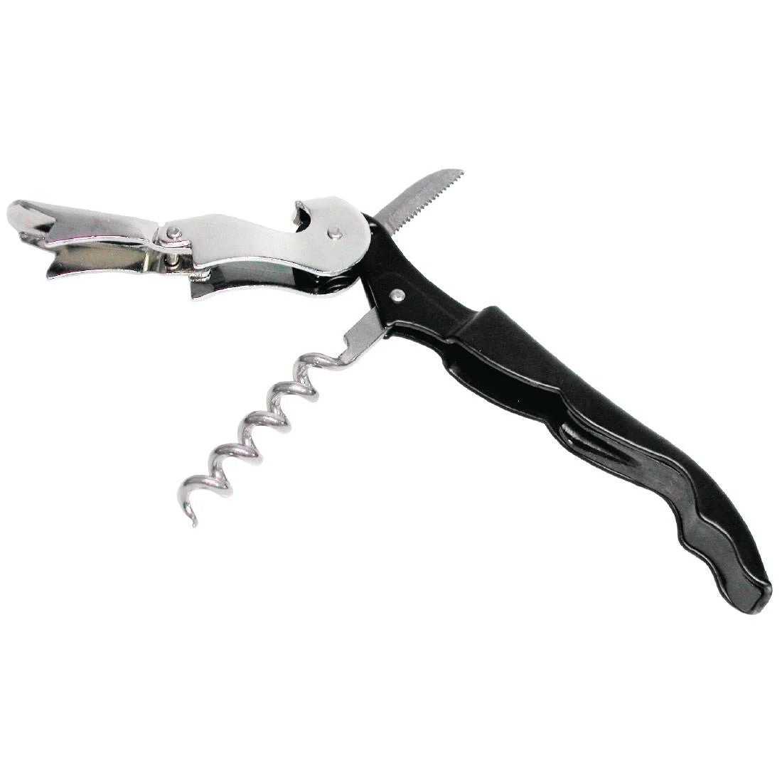 Cork Screw Wine Bottle Opener Professional Stainless Steel Metal Waiters Black