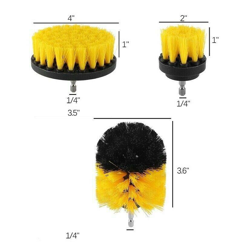 Drill Brush Valeting Detailing Car Carpet Cleaning Scrubbing Set 3pcs