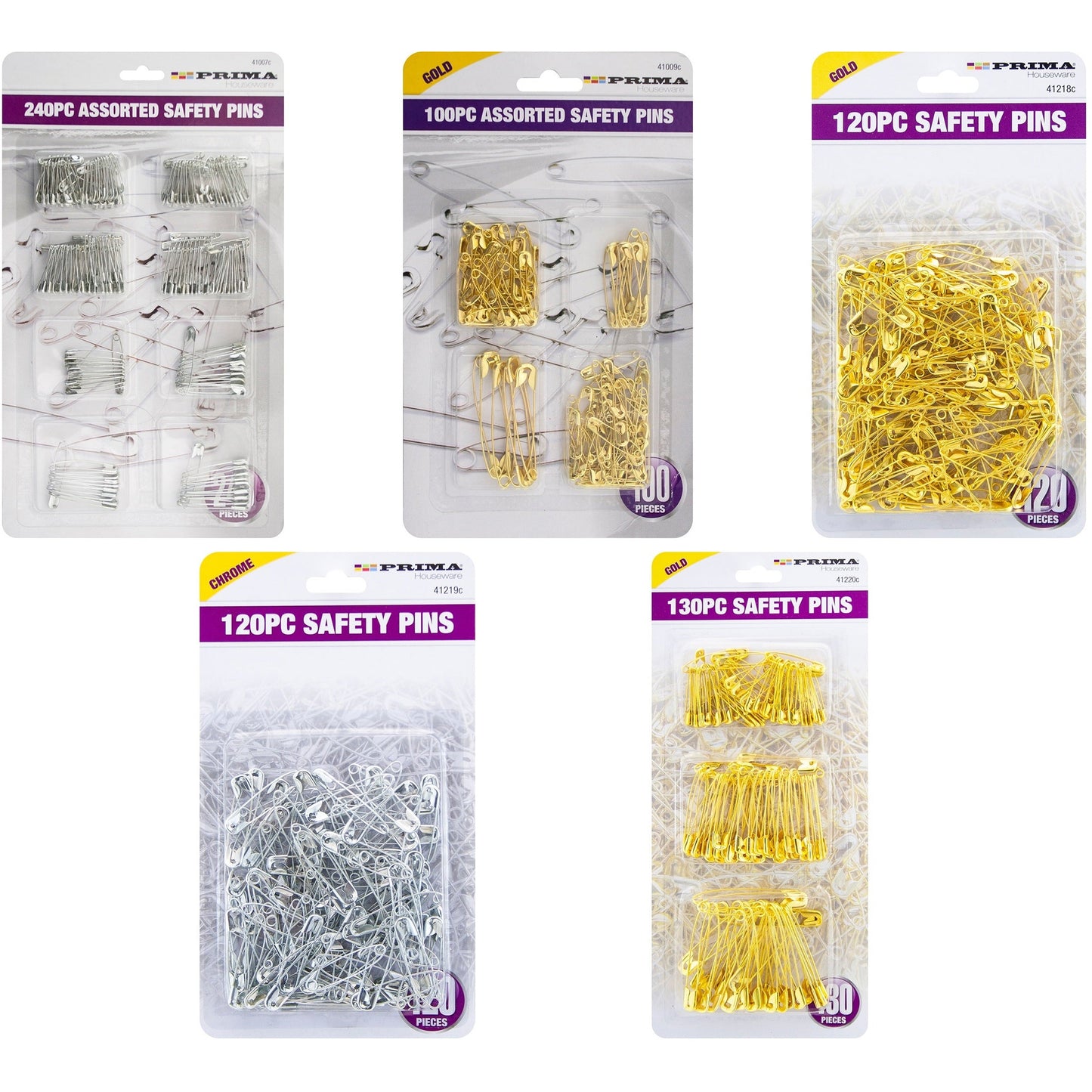Safety Pins Metal Steel Silver Gold Small Medium Sewing Craft Dressmaking DIY
