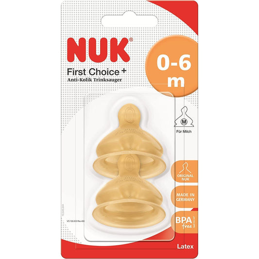 NUK Baby Milk Bottle Teat 0-6M Latex Medium Hole Anti-Colic