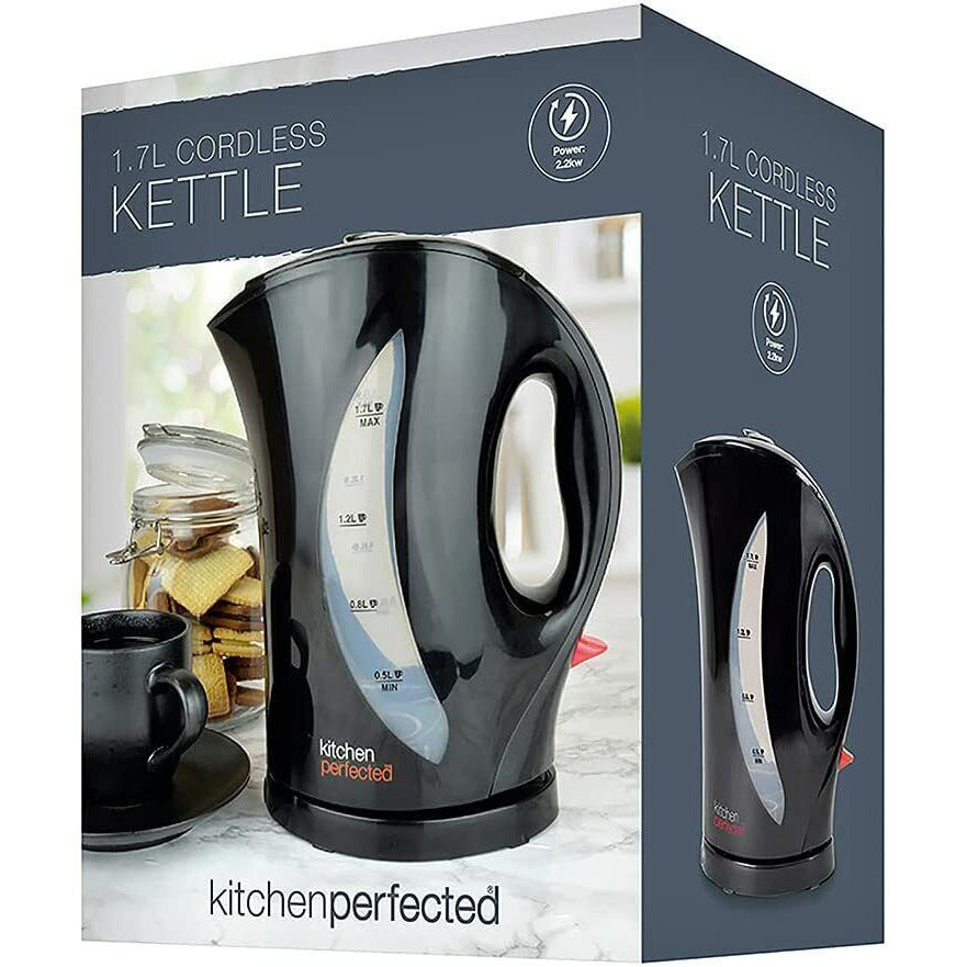 Kitchen Electric Kettle 1.7L Cordless Dual Water Level Perfected 2000W Black