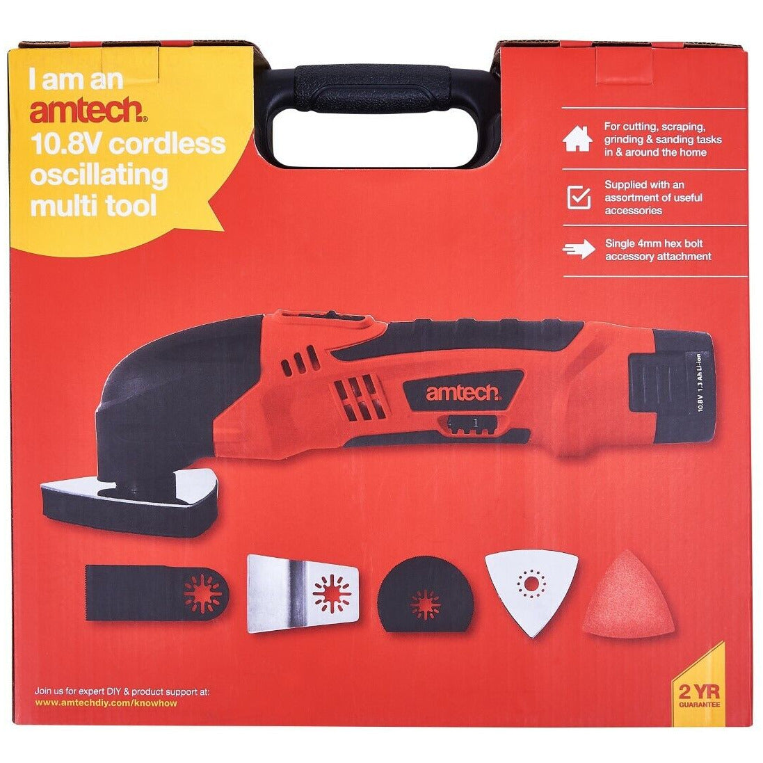 Am-Tech Oscillating Sander Scraper Multi-Tool V6510 1.3 A Battery 230V Red