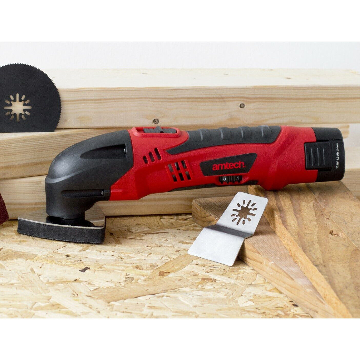 Am-Tech Oscillating Sander Scraper Multi-Tool V6510 1.3 A Battery 230V Red
