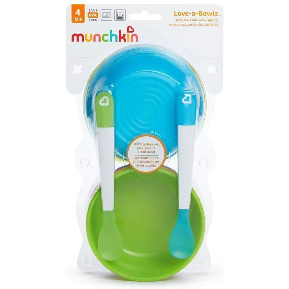 Munchkin Baby Feeding Dishes Food Bowls Weaning Love a Bowls 10Pk + 2 Spoons Deal For Any Occasion