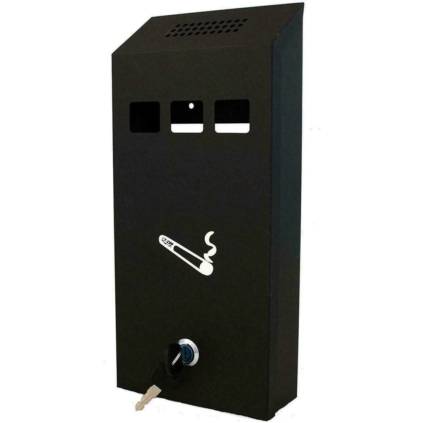 Wall Mounted Ashtray Ash Bin Cigarette Bin Metal With Key Lock