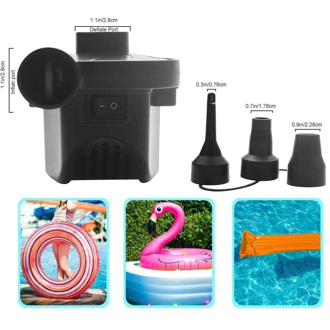 Electric Air Pump Inflator Inflatables Camping Bed Pool Toys Compressor 240v/12v