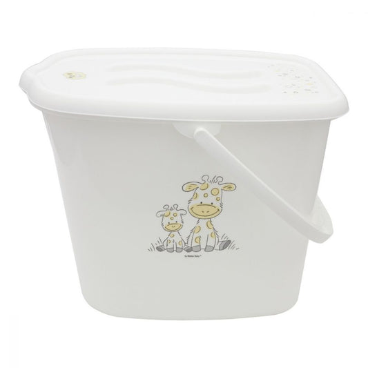 Nappy Changing Dispose Diapers Laundry Bin Pail Bucket + Lid 12L White Giraffe