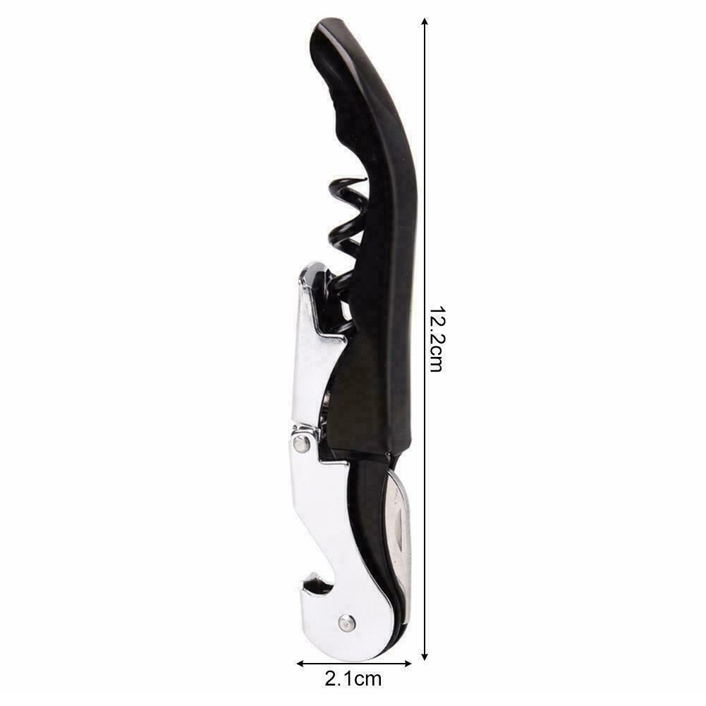 Cork Screw Wine Bottle Opener Professional Stainless Steel Metal Waiters Black