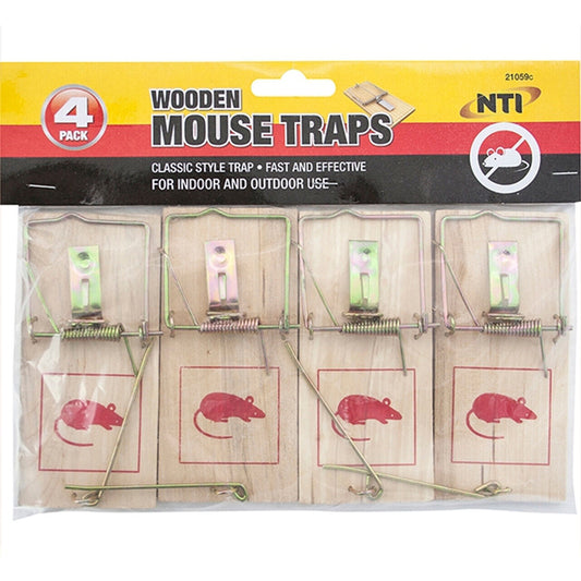 Traditional Mouse Wooden Trap Mice Rodent Pest Control Pack of 4