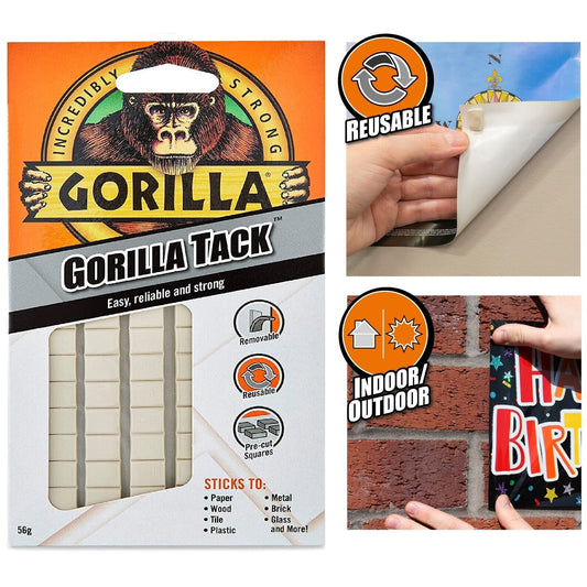 Gorilla Adhesive Sticky Pads Removable Mounting Putty Tack Squares 84 Tacks