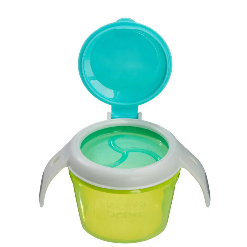 Vital Baby Snack On The Go Fizz Food Trap Pot No Spills with Handles & Lid Deal For Any Occasion