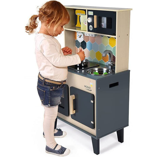 Janod Mozaic Big Cooker Wooden Play Kitchen with Accessories 3Years+