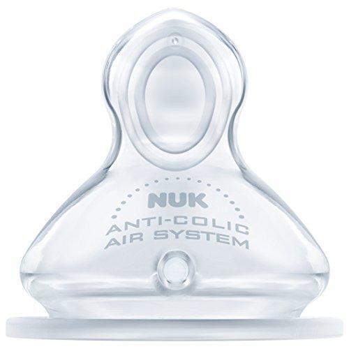 NUK First Choice+ Baby Bottle Teat 0-6 Months Silicone Medium Hole Anti-Colic