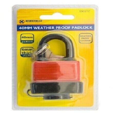 40mm Security Padlock Marksman Strong Brass with 3 Keys Weather Proof