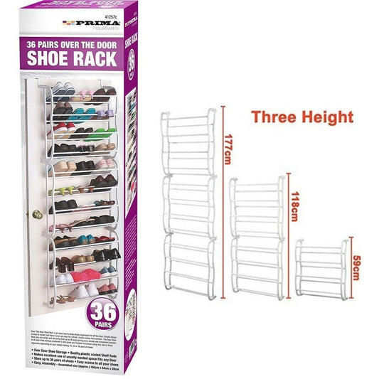 36 Pairs Shoe Rack Over The Door Hook Hanging Shelf Holder Storage Organiser