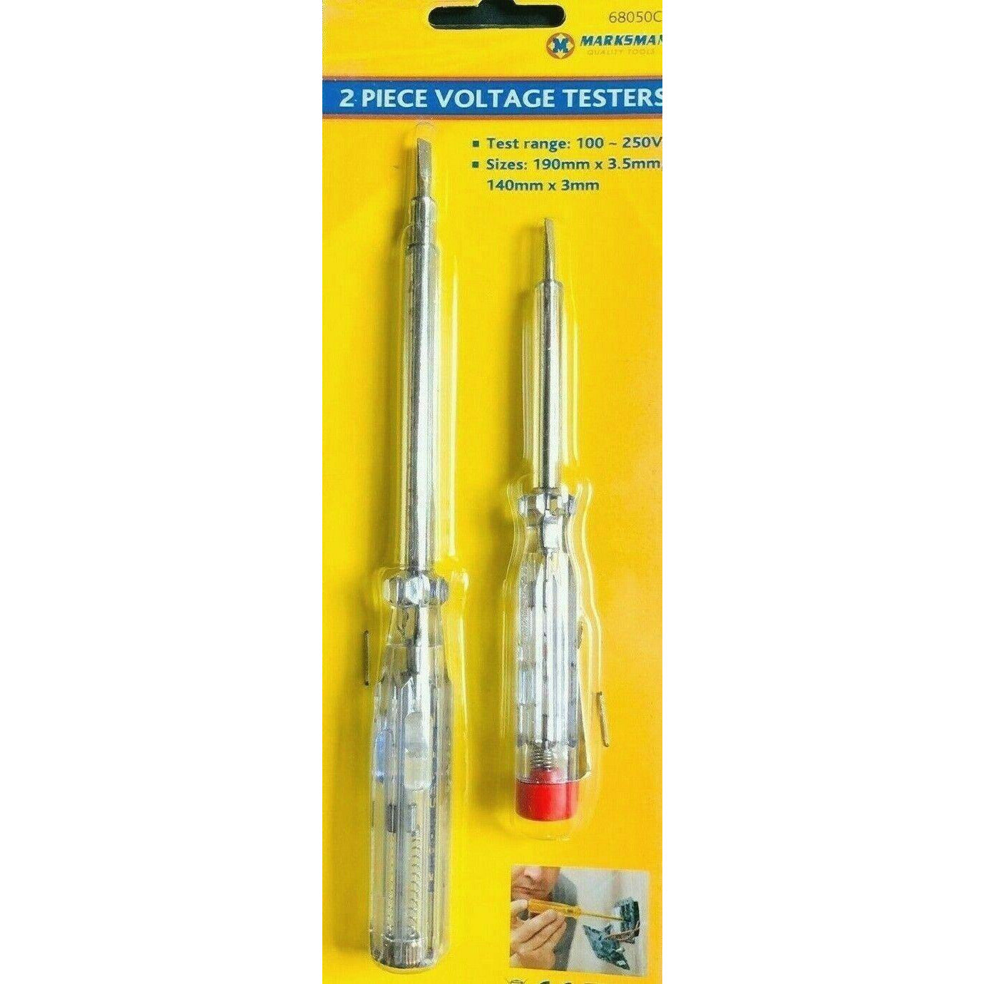 Voltage Tester Screwdriver Electricians Test Marksman 100-250V 2pc