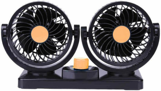 24v Car Portable Air Fan Van Truck Camper Auto Twin Dash Cooling  Dual Rotation