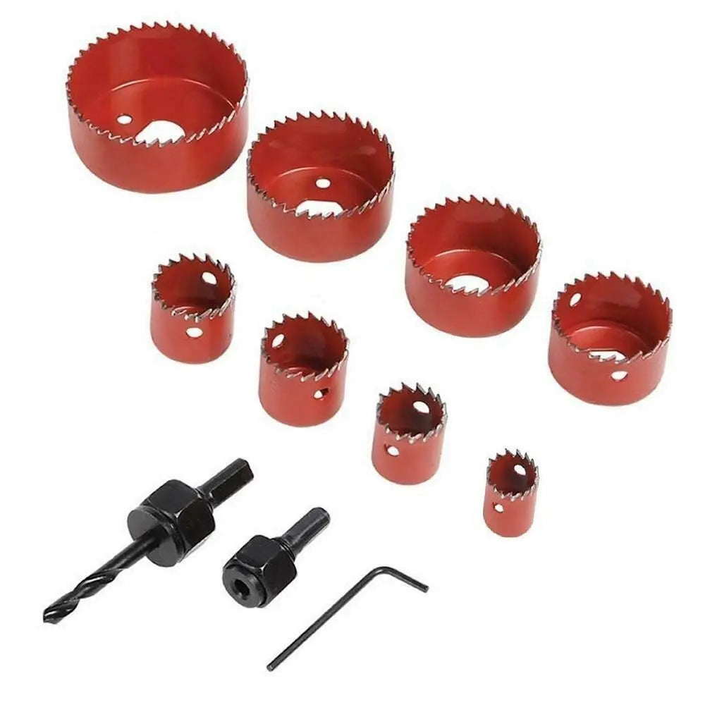 Holesaw Kit Circular Hole Saw Arbor Cutter Drill Cutting Case Kit Set 11pc MARKSMAN