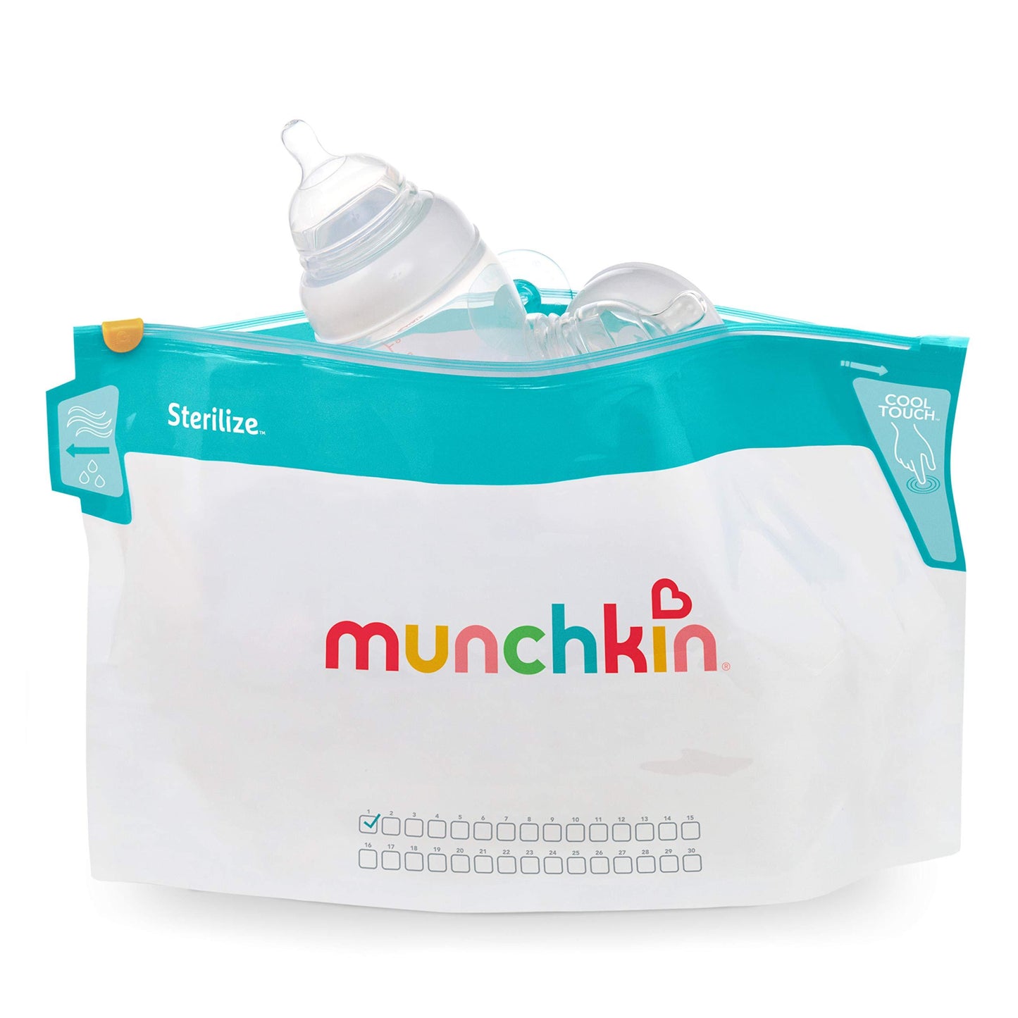 Munchkin Cool Touch Microwave Steriliser Bags, Baby Bottle Teat & Dummy Steriliser, 6 Reusable Cold Water Sterilising Unit Alternative, Baby Essentials, Newborn Essential Mini Travel