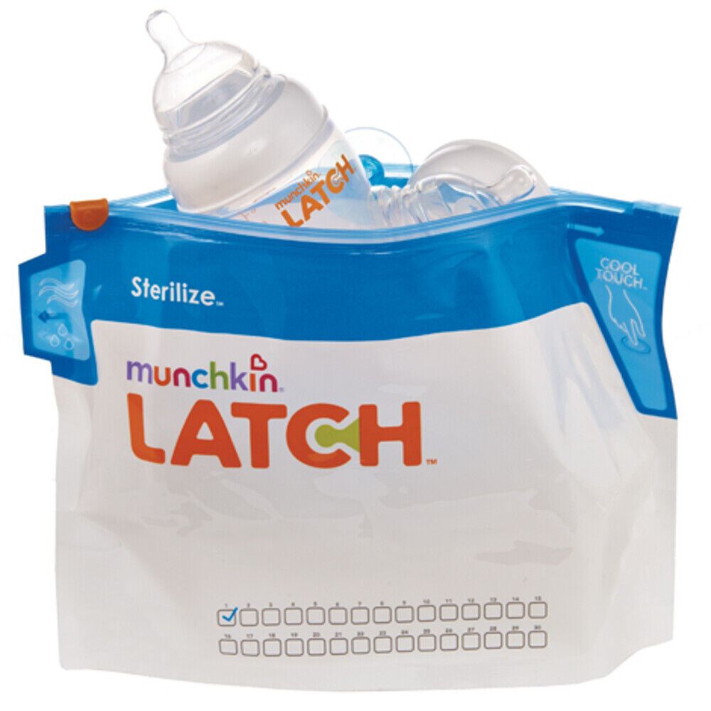 Munchkin Cool Touch Microwave Steriliser Bags, Baby Bottle Teat & Dummy Steriliser, 6 Reusable Cold Water Sterilising Unit Alternative, Baby Essentials, Newborn Essential Mini Travel