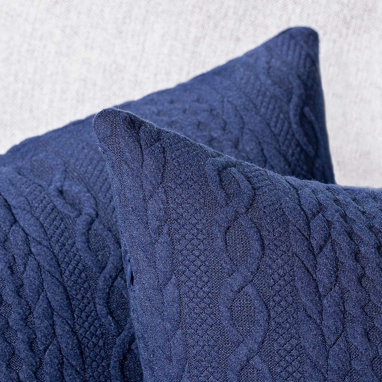 Super Soft Decorative Embossed Square Cushion Cases 24x24 in Navy Pack of 2