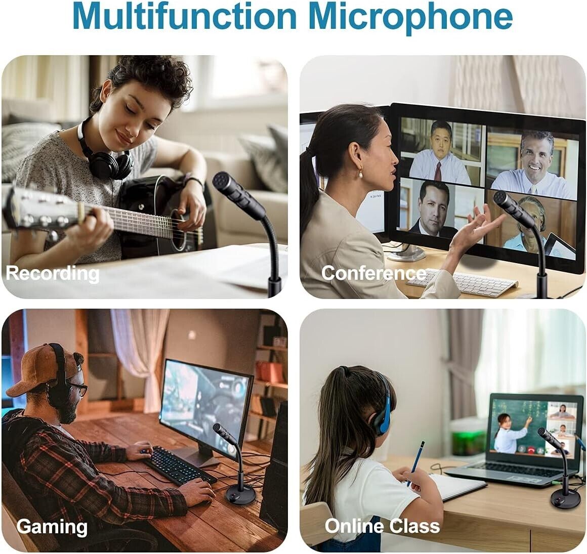 Omnidirectional USB Computer Microphone USB Condenser Mic for Conferencing