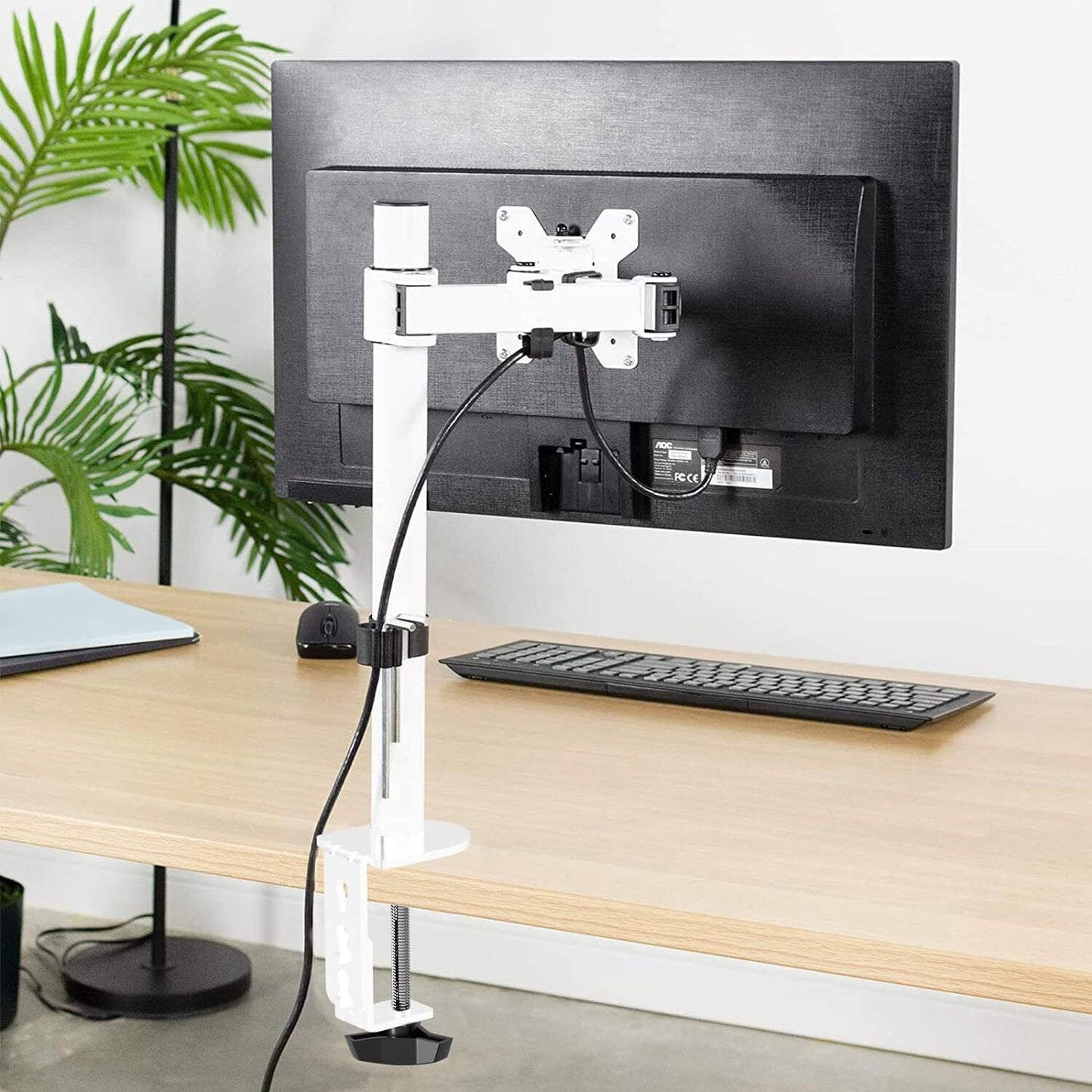 Single Monitor Arm Desk Mount for 13-27 inch LCD LED Screens Stand White