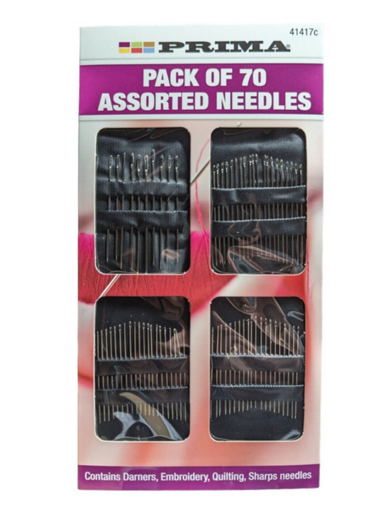Sewing Needles Assorted Sizes Hand Easy Thread Small and Large Eye 70 Pack