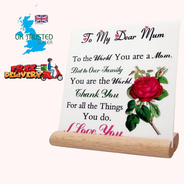 Mum Birthday Gifts from Daughter Son Acrylic Plaque Desk Decor Sign Decor