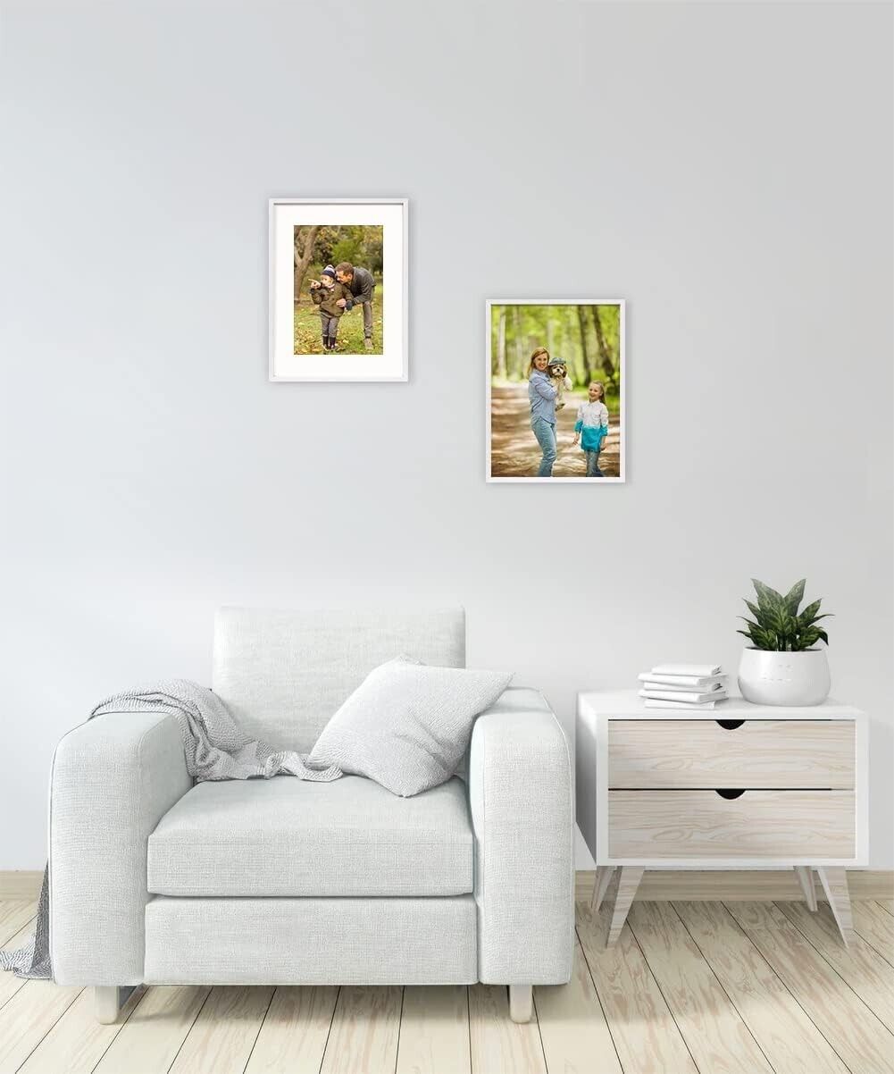 Wood Photo Frames 30x40cm Solid with A4 and 10x15cm/4 White Set of 2