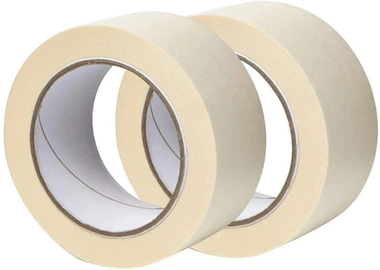 2 Roll Masking Painting Tape Strong Adhesive for Professional DIY Use 50mm Beige