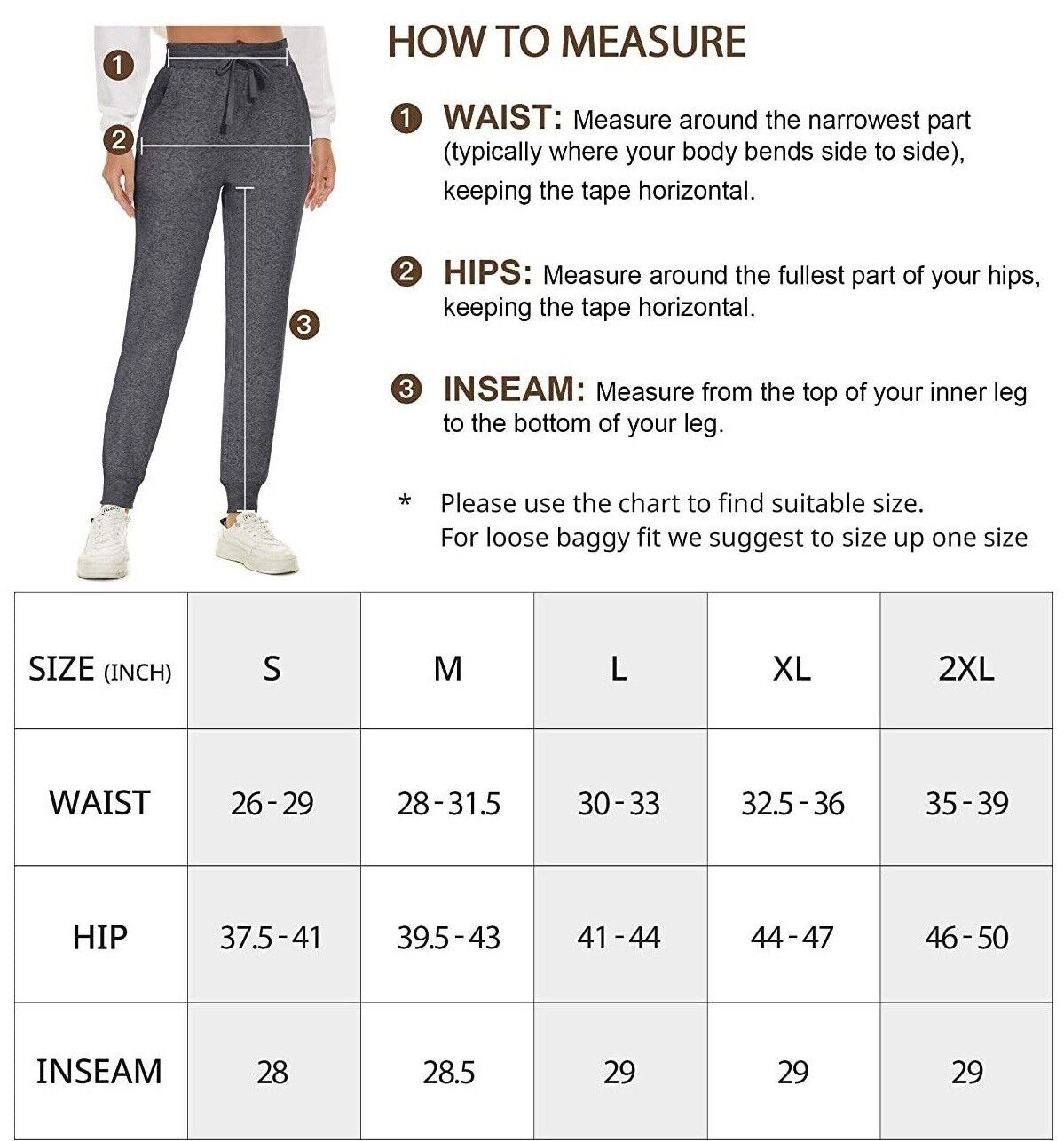 Women's Sherpa Fleece Lined Joggers Winter Thermal Warm Trousers Sweatpants (S)