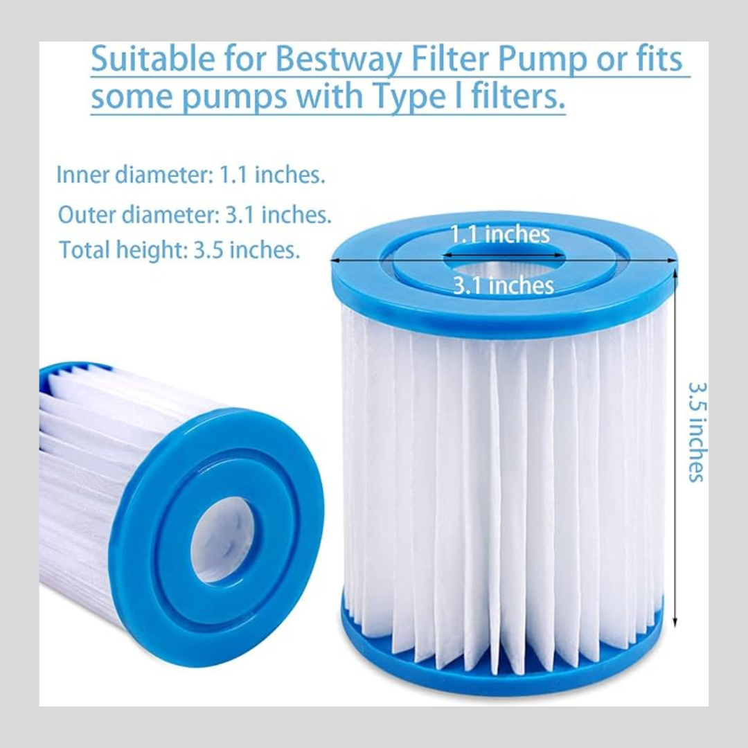 Swimming Pool Filter Cartridge Size 1 Inflatable Pool Filter 300/330 gal/hr 2pcs