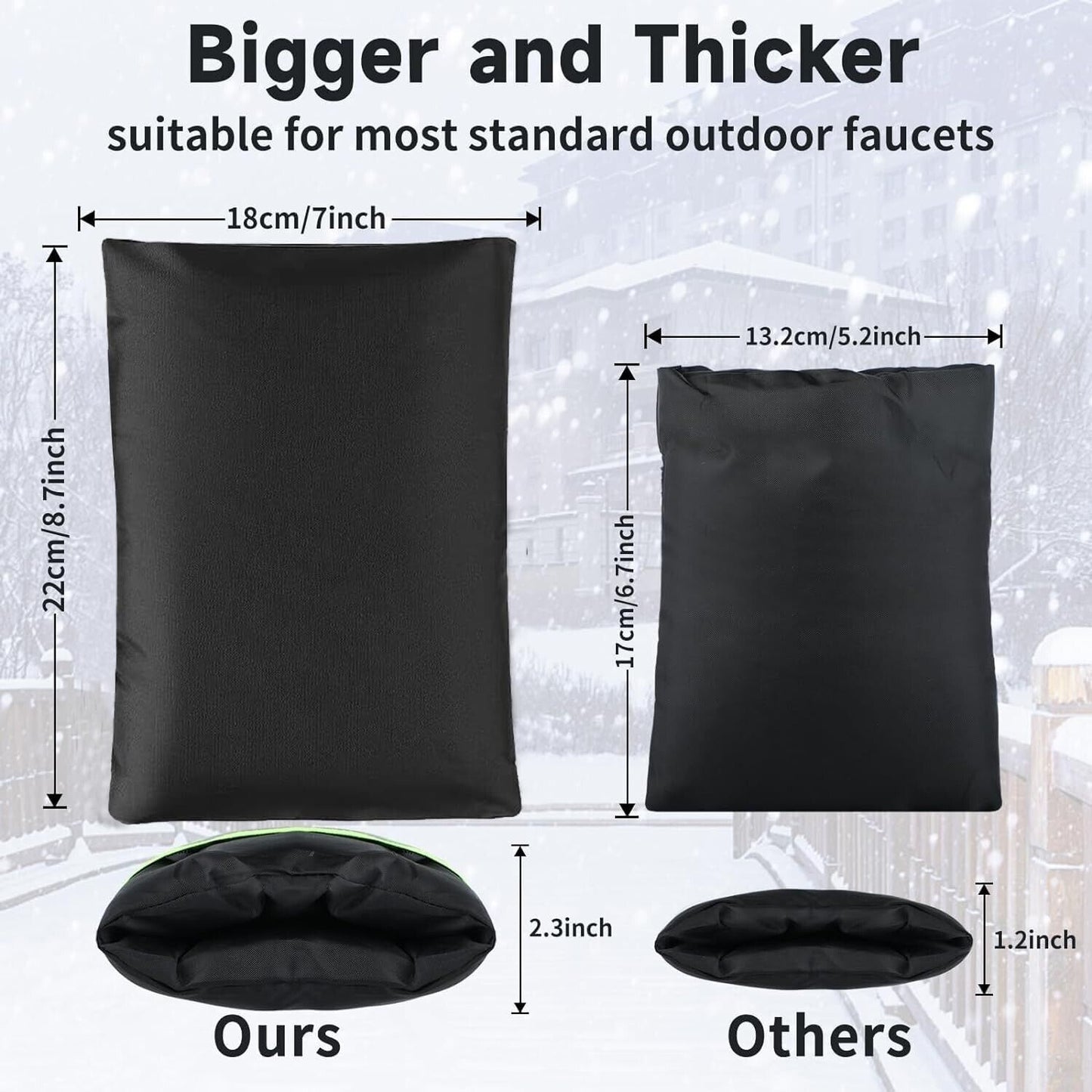 Large Outside Tap Covers Strong Waterproof for Winter Wall Mount Black