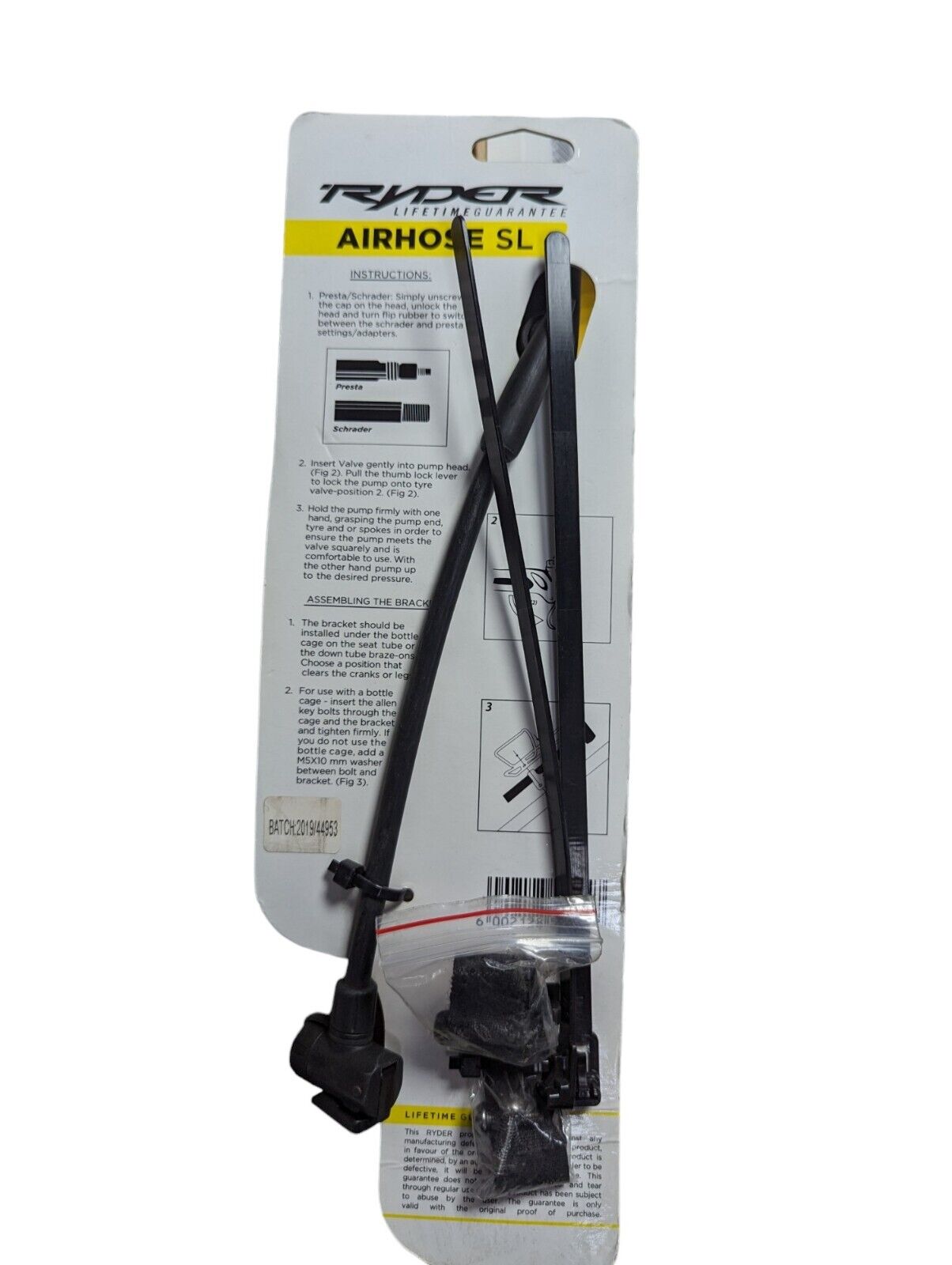 Bike Bicycle Air Pump Travel Airhose SL120 PSI AV and FV velve Black 11.5'' Long
