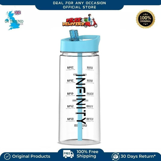 Water Bottle with Straw of 900ml Motivational Time Mark BPA Free Sports Gym