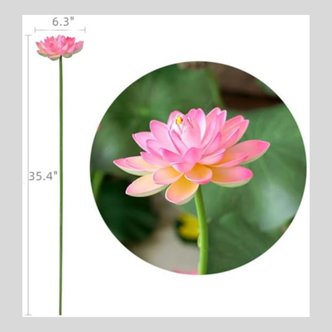 Artificial Lotus Flower 35.5 Fake Flowers Long Stem with Round Base