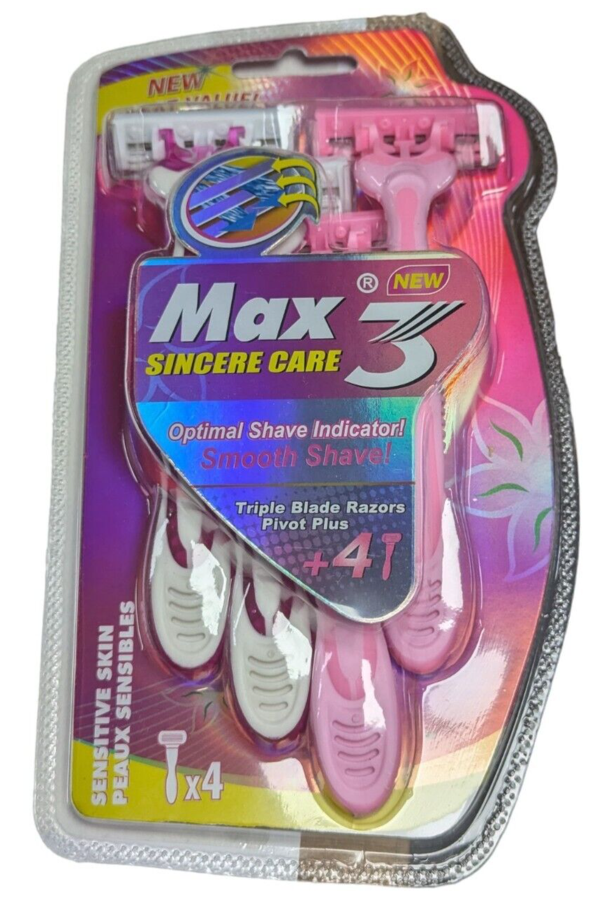 Max 3 Sincere Care Ladies Razors Pack Of 4 Pink