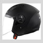 Motorcycle Open Helmet in Dull Black With Airflow Black Gloss XL LS2