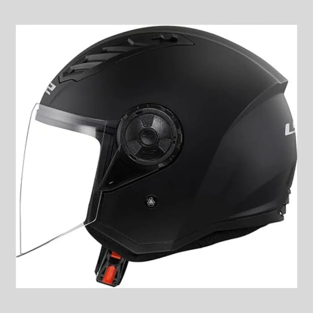 Motorcycle Open Helmet in Dull Black With Airflow Black Gloss XL LS2