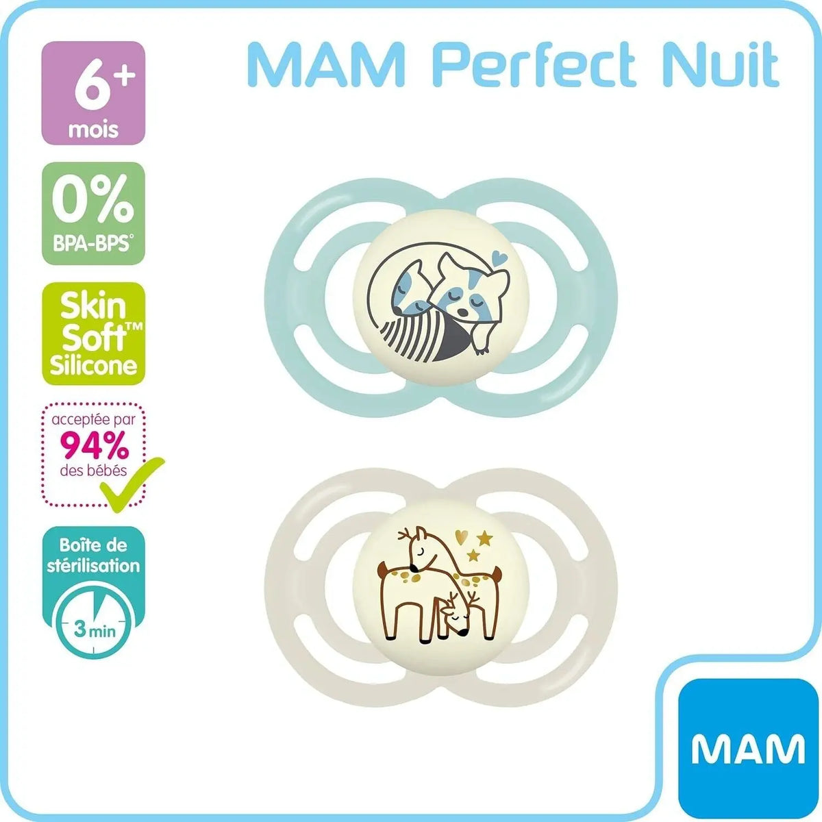 Mam Baby Soothers Dummy Perfect Night Silicone for 6 Months+ MAM