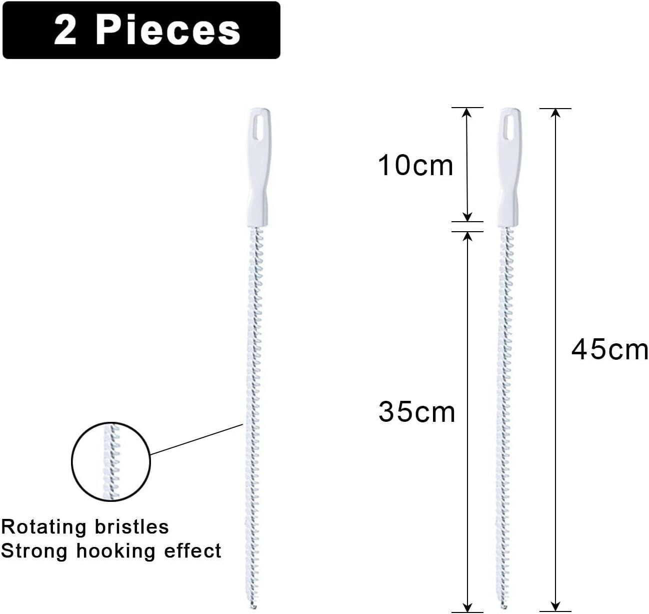 Drain Unblocker Tools Flexible Nylon Pipe Cleaner Waterpipe Brush 2 Pieces